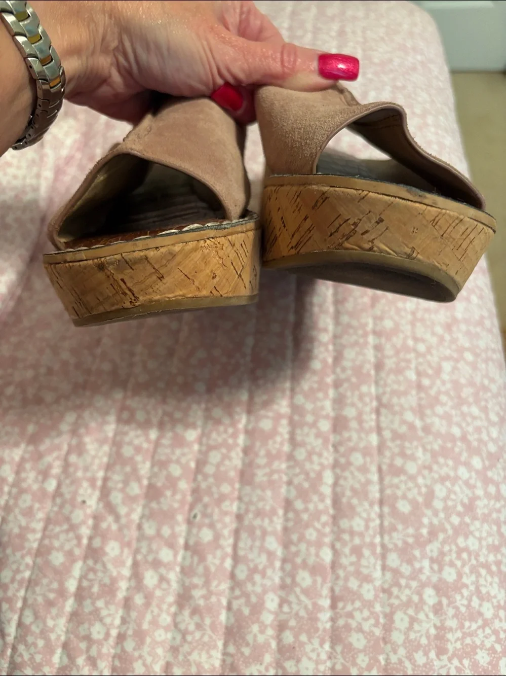 Sam Edelman Mauve Suede Slide Sandal with Brown Footbed